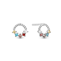 Rainbow Ørestikker - Blankpoleret Sterling Sølv m. 10 Multi color Cubic Zirkonia