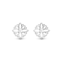 Natural Flower Ørestikker - Blankpoleret Sterling Sølv m. 2 Hvide Topas