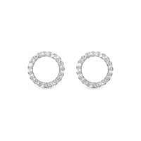 Sparkly Circles 12mm Ørestikker - Blankpoleret Sterling Sølv m. 38 Hvide CZ