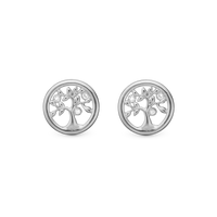 Tree of Life Ørestikker - Blankpoleret Sterling Sølv m. 6 Hvide Topas