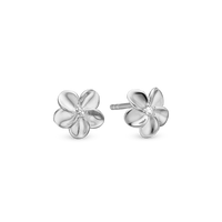 Flower Bouquet Ørestikker - Blankpoleret Sterling Sølv m. 2 Hvide Topas