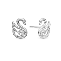 The Swan Ørestikker - Blankpoleret Sterling Sølv m. 8 Hvide Topas