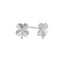 Four Leaf Clover Ørestikker - Børstet Sterling Sølv