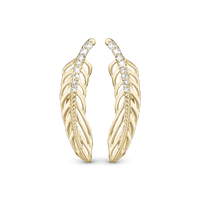 Sparkling Feather Crawlers - Blankpoleret Forgyldt Sterling Sølv m. 10 Hvide Cubic Zirkonia
