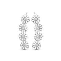 Long Marguerites Crawlers - Blankpoleret Sterling Sølv m. 10 Hvide Topas