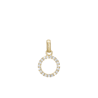 Sparkly Circle Vedhæng - Blankpoleret Forgyldt Sterling Sølv m. 19 Hvide Cubic Zirkonia