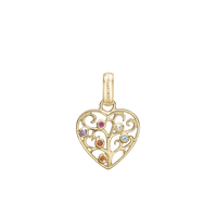 Family Tree of Love Vedhæng - Blankpoleret Forgyldt Sterling Sølv m. 6 Multi color Cubic Zirkonia