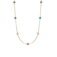 Colourful Champagne Halskæde - Blankpoleret Forgyldt Sterling Sølv m. 7 Multi color Cubic Zirkonia