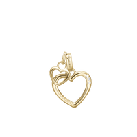 Open Mother Hearts Vedhæng - Blankpoleret Forgyldt Sterling Sølv m. 3 Hvide Topas