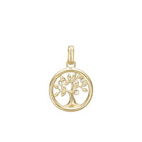 Tree of Life Vedhæng - Blankpoleret Forgyldt Sterling Sølv m. 3 Hvide Topas