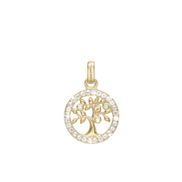 Sparkly Tree of Life Vedhæng - Blankpoleret Forgyldt Sterling Sølv m. 31 Hvide Cubic Zirkonia