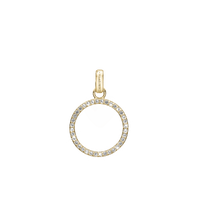 Big Sparkly Circle Vedhæng - Blankpoleret Forgyldt Sterling Sølv m. 36 Hvide Cubic Zirkonia