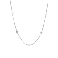 Fresh Water Pearls Halskæde - Blankpoleret Sterling Sølv m. 3 Hvide Ferskvandsperler