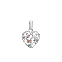 Family Tree of Love Vedhæng - Blankpoleret Sterling Sølv m. 6 Multi color Cubic Zirkonia