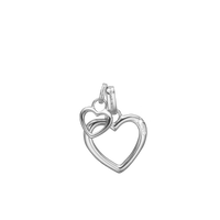 Open Mother Hearts Vedhæng - Blankpoleret Sterling Sølv m. 3 Hvide Topas