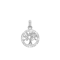 Sparkly Tree of Life Vedhæng - Blankpoleret Sterling Sølv m. 31 Hvide Cubic Zirkonia