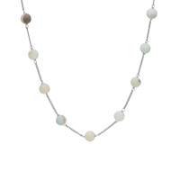 Amazonite Halskæde - Blankpoleret Sterling Sølv m. 15 Multi color Amazonite