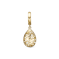 Magic Flowers Charm 6 mm til Classic Læderarmbånd - Blankpoleret Guld 14 karat m. 3 Hvide Topas
