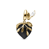 Black Nature Charm 6 mm - Blankpoleret Guld 14 karat m. 1 Topas