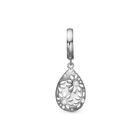 Magic Flowers Charm 6 mm til Classic Læderarmbånd - Blankpoleret Hvidguld 14 karat m. 3 Hvide Topas