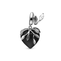 Black Nature Charm 6 mm - Blankpoleret Hvidguld 14 karat m. 1 Topas