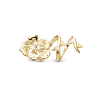 Diamond Flower Charm 6 mm til Classic Læderarmbånd - Blankpoleret Guld 14 karat m. 3 Hvide Diamanter