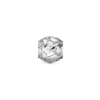 Ocean Charm 6 mm til Classic Læderarmbånd - Blankpoleret Hvidguld 14 karat m. 3 Hvide Topas