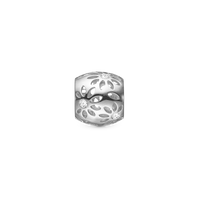 Sparkling Flowers Charm 6 mm til Classic Læderarmbånd - Blankpoleret Hvidguld 14 karat m. 3 Hvide Topas