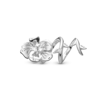 Diamond Flower Charm 6 mm til Classic Læderarmbånd - Blankpoleret Hvidguld 14 karat m. 3 Hvide Diamanter