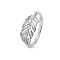 Feather Ring - Blankpoleret Sterling Sølv m. 5 Hvide Topas