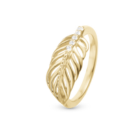 Feather Ring - Blankpoleret Forgyldt Sterling Sølv m. 5 Hvide Topas