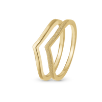Double Mountains Ring - Glitrende Forgyldt Sterling Sølv
