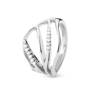 Energy Ring - Blankpoleret Sterling Sølv m. 12 Hvide Topas