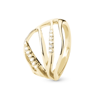 Energy Ring - Blankpoleret Forgyldt Sterling Sølv m. 12 Hvide Topas