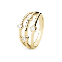 Thrown Ring - Blankpoleret Forgyldt Sterling Sølv m. 4 Hvide Topas