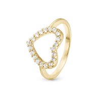 Sparkly Heart Ring - Blankpoleret Forgyldt Sterling Sølv m. 20 Hvide Cubic Zirkonia