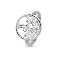 Tree of Life Ring - Blankpoleret Sterling Sølv m. 3 Hvide Topas