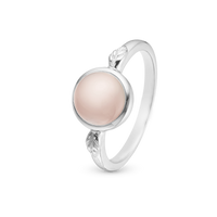 Pink Chalcedony Ring - Blankpoleret Sterling Sølv m. 1 Kalcedon