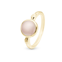 Pink Chalcedony Ring - Blankpoleret Forgyldt Sterling Sølv m. 1 Kalcedon