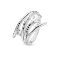 Balance Love Ring - Blankpoleret Sterling Sølv m. 3 Hvide Topas