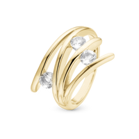 Balance Love Ring - Blankpoleret Forgyldt Sterling Sølv m. 3 Hvide Topas