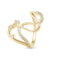 Energy Love Ring - Blankpoleret Forgyldt Sterling Sølv m. 20 Hvide Topas