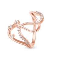 Energy Love Ring - Blankpoleret Rosaforgyldt m. 20 Hvide Topas