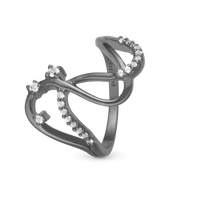 Energy Love Ring - Blankpoleret Rutheniumbelagt m. 20 Hvide Topas
