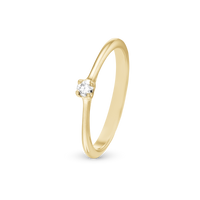 Labgrown Diamond 0,10 CT Ring - Blankpoleret Forgyldt Sterling Sølv m. 1 Diamant