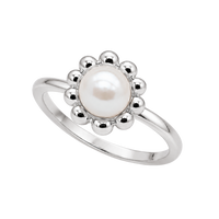 Flower Pearl ring sølv