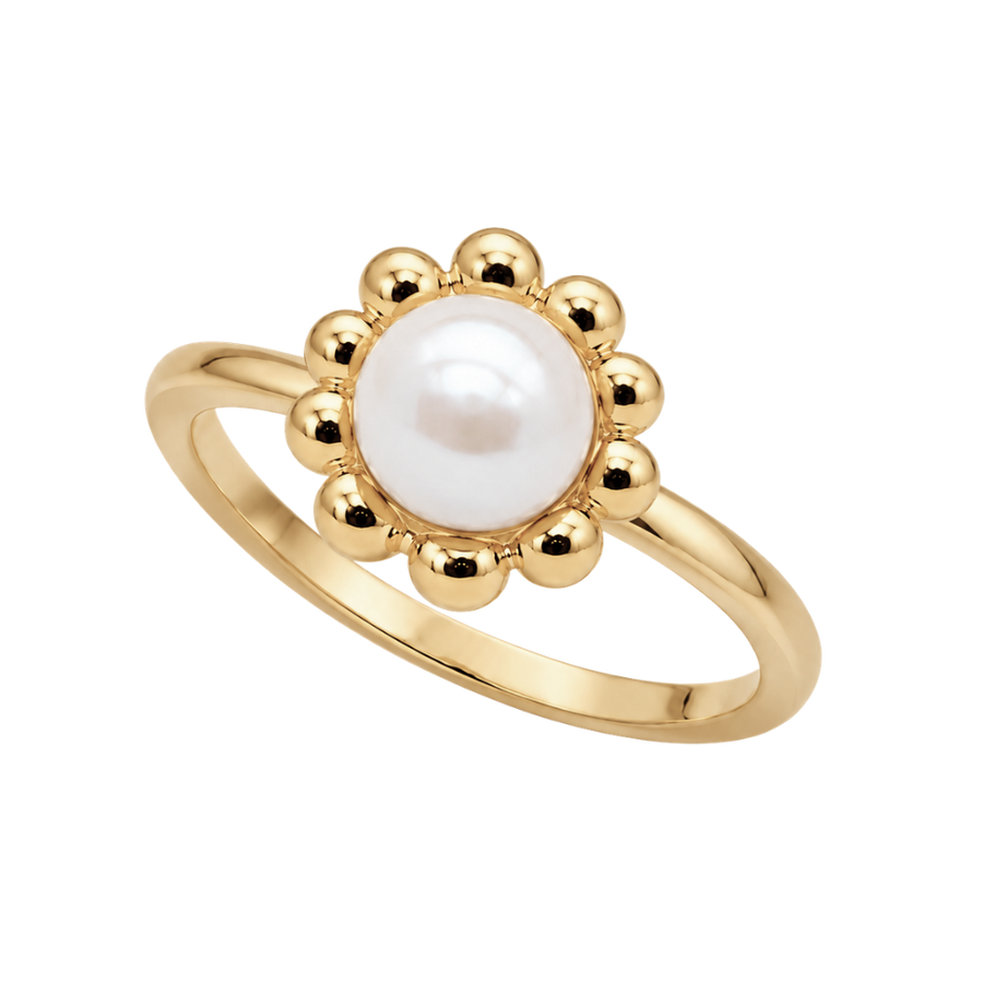 Flower Pearl ring forgyldt sølv