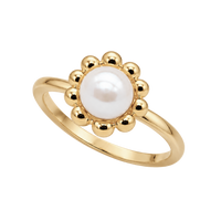 Flower Pearl ring forgyldt sølv