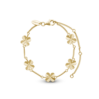 Four Leaf Clover Armbånd - Light brush Forgyldt Sterling Sølv