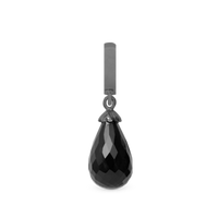Black Onyx Drop Hænger Charm 6 mm Til Armbånd - Rutheniumbelagt m. 1 Onyx